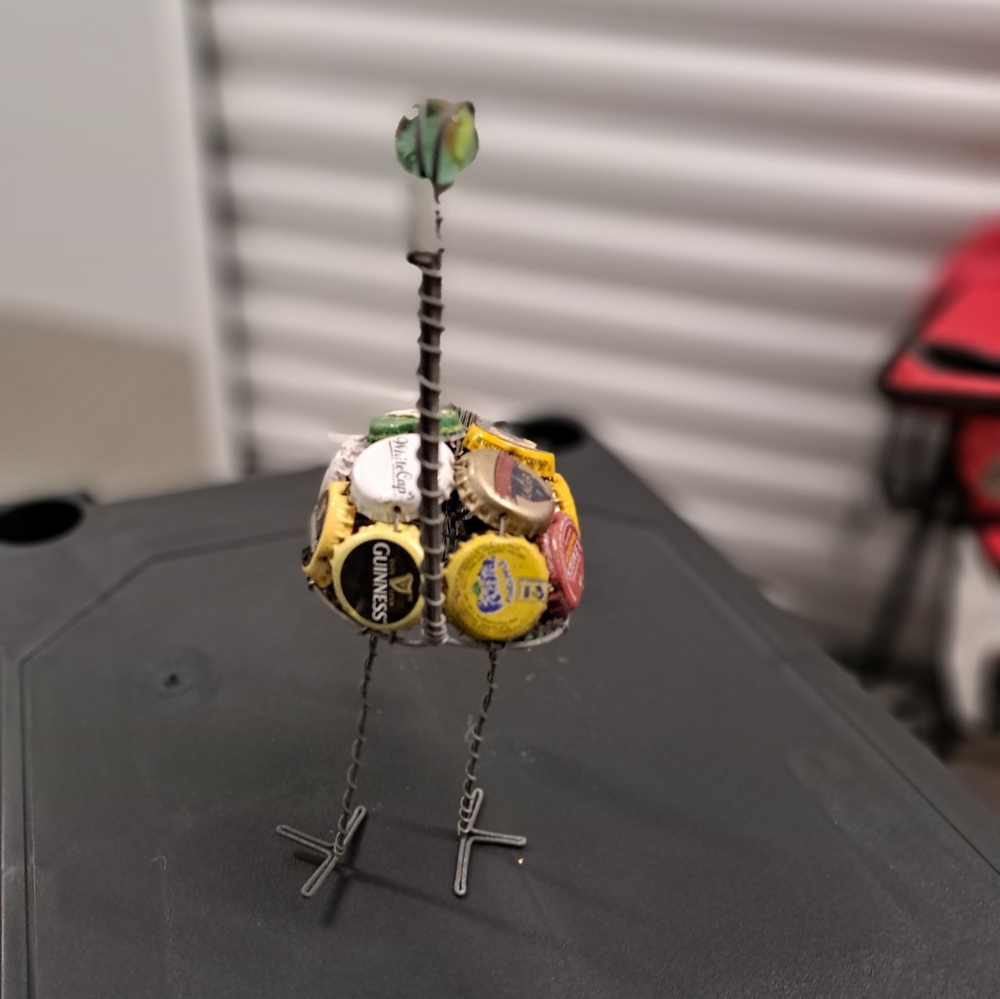 BOTTLE CAP BIRD SCULPTURE FOLK ART
